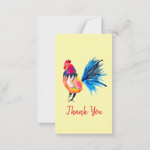 Carte De Correspondance Illustration de l'aquarelle colorée du coq