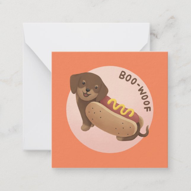 Carte De Correspondance Illustration d'Halloween : Boo-Woof (Dachshund) (Devant)