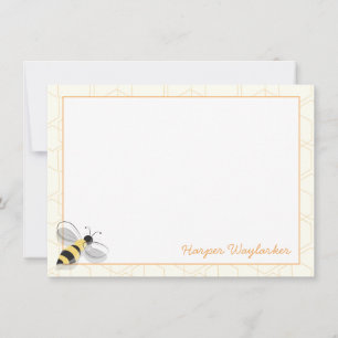 Carte De Correspondance Illustration Flying Bee Animal Bug Name Hexagon