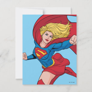 Carte De Correspondance Illustration Supergirl volant vers le haut