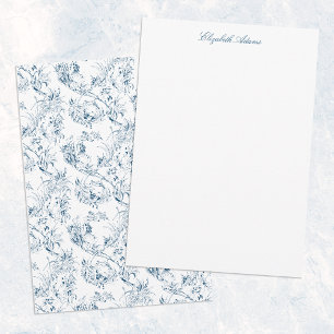 Carte De Correspondance Imaginaire Floral vintage gravé bleu toile