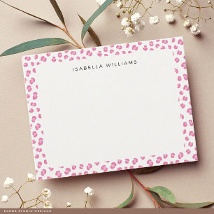 Carte De Correspondance Imprimé animal chic moderne rose léopard