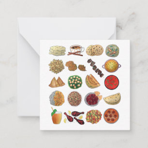 Carte De Correspondance Indian Foods Plats Cuisine indienne Illustration