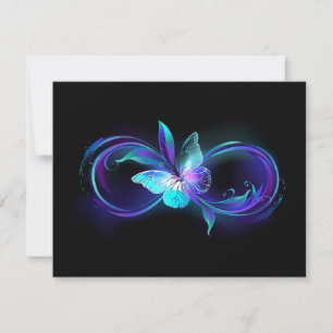 Carte De Correspondance Infinité brillante avec papillon magique