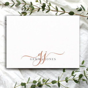 Carte De Correspondance Initiales Chic Monogram Terracotta Script,