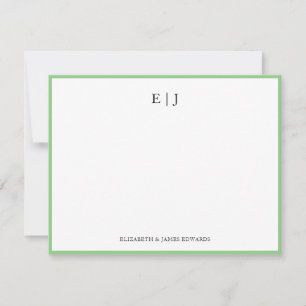 Carte De Correspondance Initiales de monogramme de couple avec bordure ver