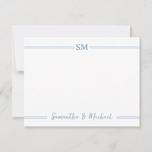 Carte De Correspondance Initiales de monogramme de mariage Nom du couple L