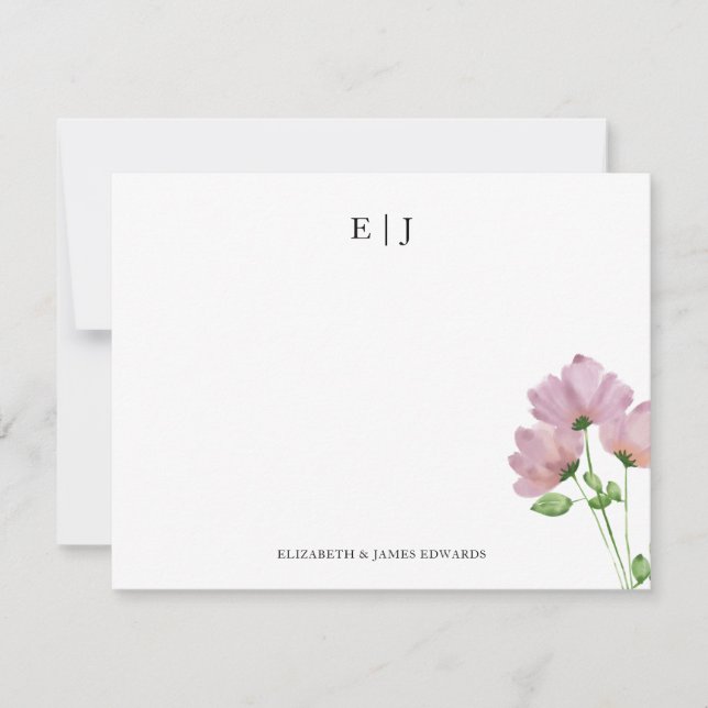 Carte De Correspondance Initiales fleurs sauvages Monogramme Couple Person (Devant)