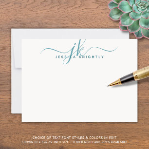 Carte De Correspondance Initiales minimalistes de script Turquoise moderne