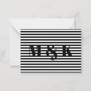 Carte De Correspondance Initiales monogrammes personnalisées noir blanc ra