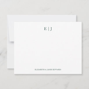 Carte De Correspondance Initiales personnalisées monogramme vert émeraude