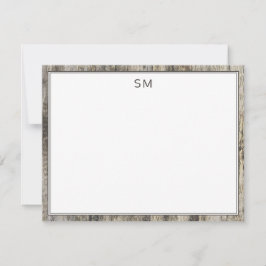 Carte De Correspondance Initiales simples en bois rustique