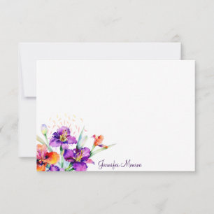 Carte De Correspondance Iris violet et rouge personnalisé