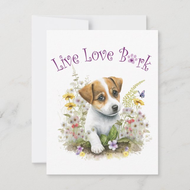 Carte De Correspondance Jack Russell Chien Maman Floral (Devant)