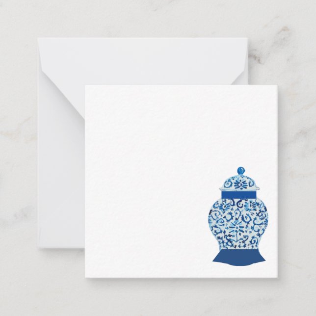 Carte De Correspondance Jar de gingembre bleu et blanc (Devant)