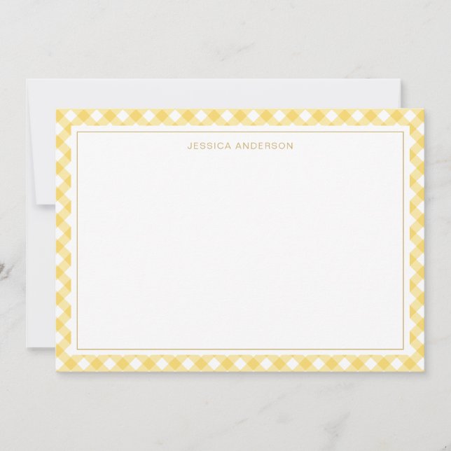 Carte De Correspondance Jaune chic En vichy Motif (Devant)