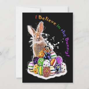 Carte De Correspondance Je crois au lapin ! Oeufs de lapin de Pâques