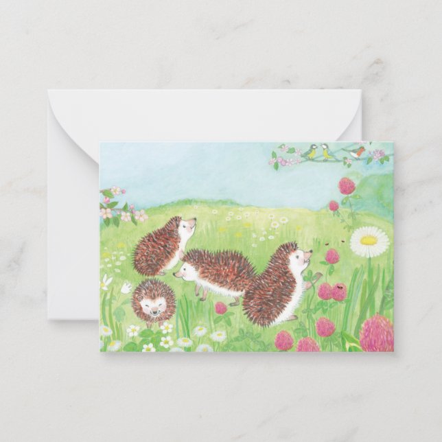 Carte De Correspondance Jeunes hérissons dans la prairie   (Devant)