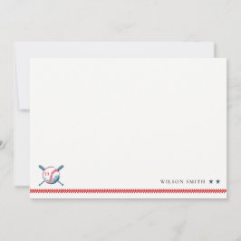Carte De Correspondance Joli Anniversaire Enfant Thème Baseball Rouge Navy