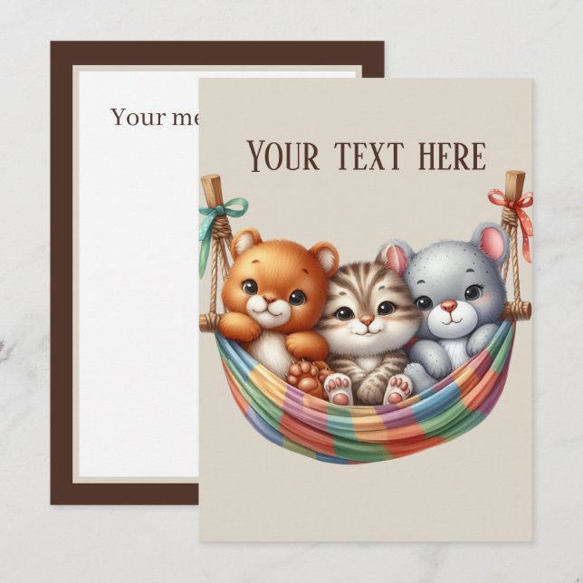 Carte De Correspondance Joli bébé animal ajouter du texte (Devant / Derrière)