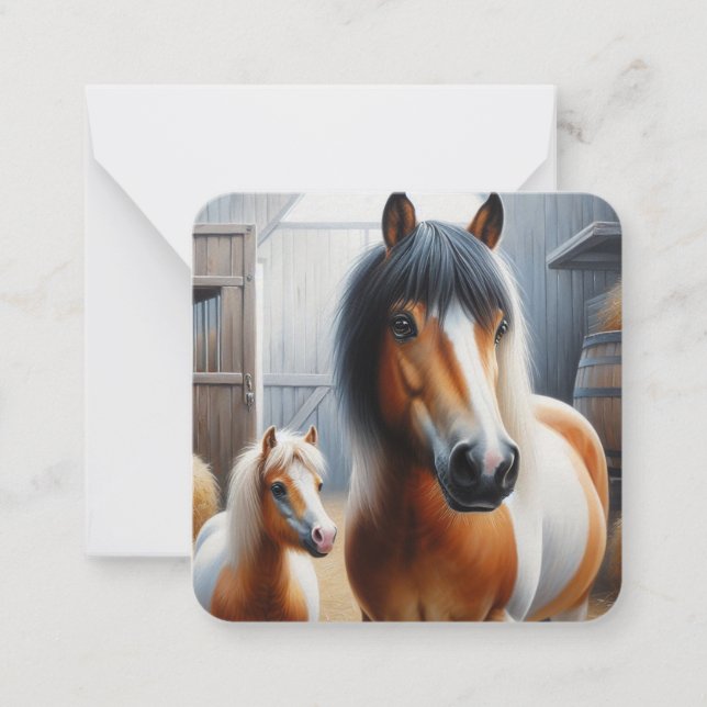 Carte De Correspondance Joli Cheval et Poney (Devant)