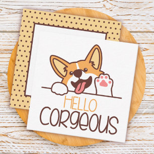 Carte De Correspondance Joli chien Corgi de bonjour