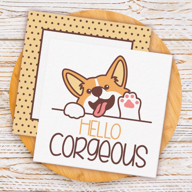 Carte De Correspondance Joli chien Corgi de bonjour (Créateur téléchargé)