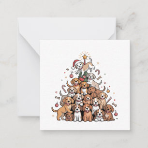 Carte De Correspondance Joli chien d'arbre de Noël de Noël