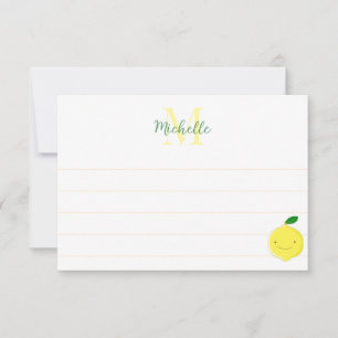 Carte De Correspondance Joli citron de dessin animé personnalisé avec mono