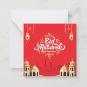 Carte De Correspondance Joli Eid Mubarak Rouge