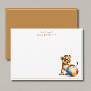 Carte De Correspondance Joli Lion Avec Un Ballon Savane Chambre De Bébé Me