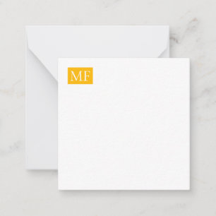 Carte De Correspondance Joli Monogramme Jaune Blanc Moderne Minimaliste