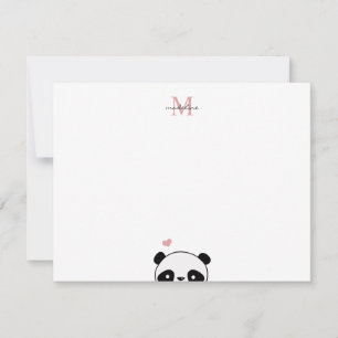 Carte De Correspondance Joli Panda Blush Pink Monogramme Script