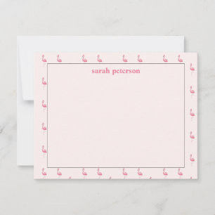 Carte De Correspondance Joli rose flamingo nom personnalisé rose