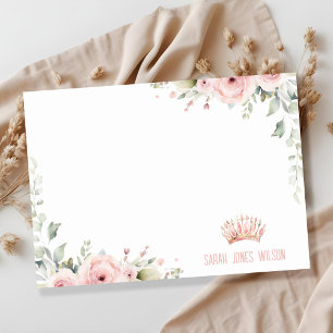 Carte De Correspondance Joli rose princesse Crown Tiara Floral Anniversair