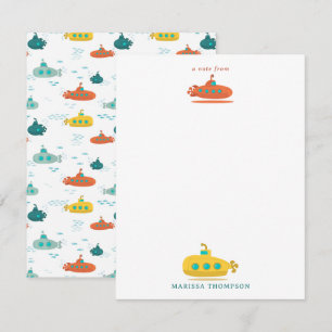 Carte De Correspondance Joli Sous-Marin Thème Poisson Profond Enfants