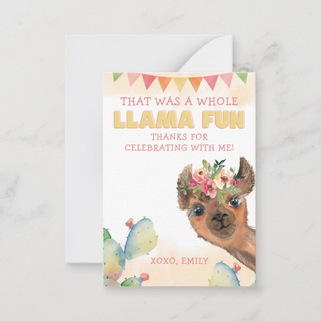 Carte De Correspondance Joli tout Llama Amusant Anniversaire Merci (Devant)