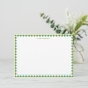 Carte De Correspondance Joli Vert Olive Sarcelle Gingham Carreaux Personna