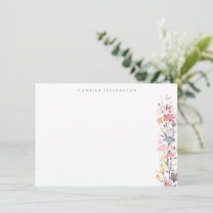Carte De Correspondance Jolie Aquarelle Pastel Floral Personnalisé 