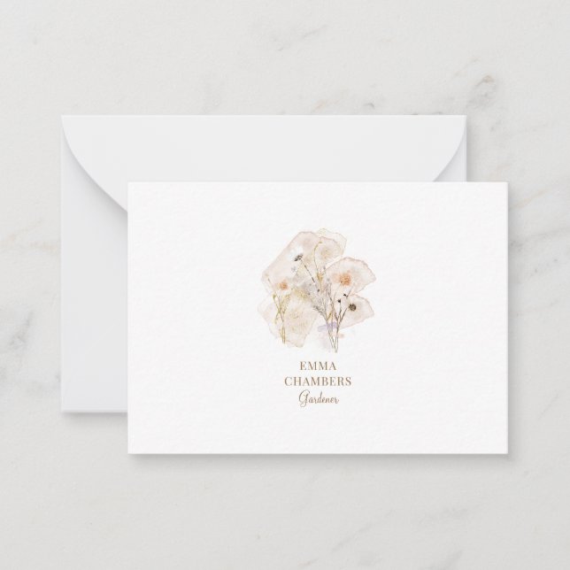 Carte De Correspondance Jolie aquarelle Rustique Pressé Fleurs Gardener (Devant)