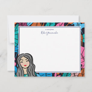 Carte De Correspondance Jolie dame caricaturale avec cheveux gris