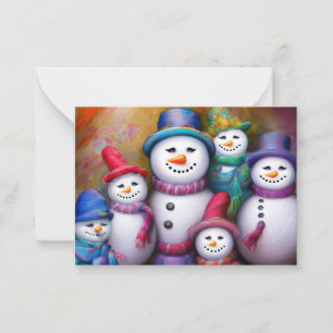 Carte De Correspondance Jolie famille de neige budget mini Noël