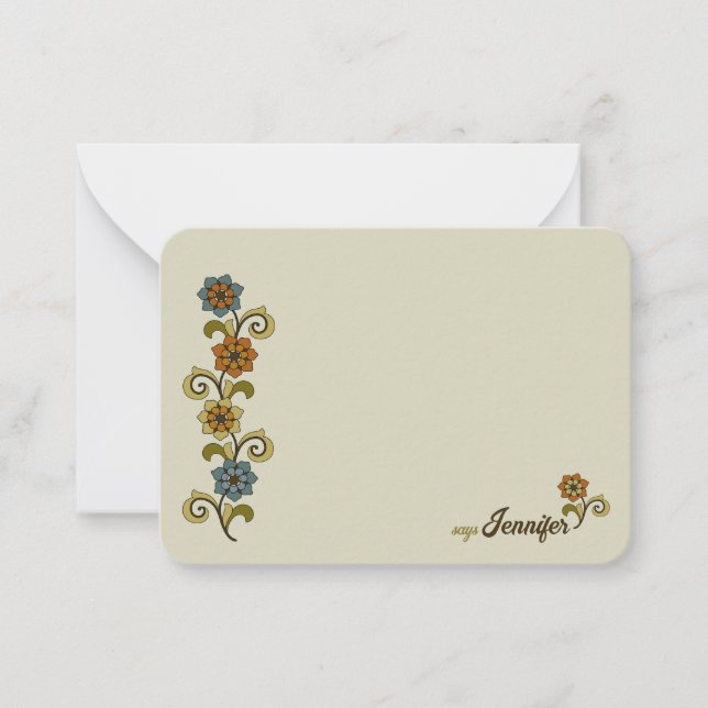 Carte De Correspondance Jolie fleurs tourbillonnant style médiéval feuille (Devant)