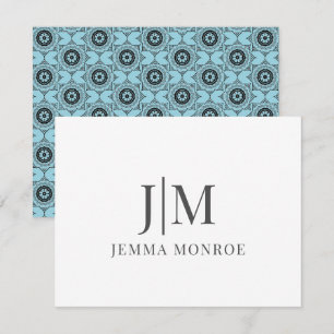 Carte De Correspondance Jolie forme géométrique bleue Monogramme