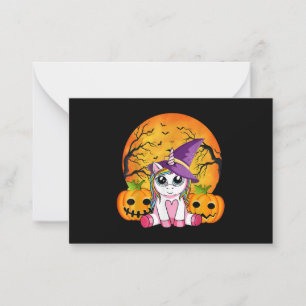 Carte De Correspondance Jolies Filles d'Halloween Licorne Sorcière Hallowe