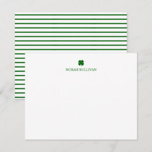 Carte De Correspondance Jour de la Saint Patrick Lucky Clover Green Stripe