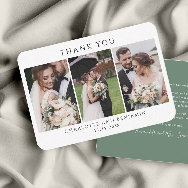 Carte De Correspondance Jour du mariage Photo Collage Merci (Elegant Personalized Photo Collage Wedding Thank You Card)