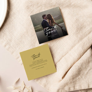 Carte De Correspondance Jour du mariage Photo Merci Lettré à la main