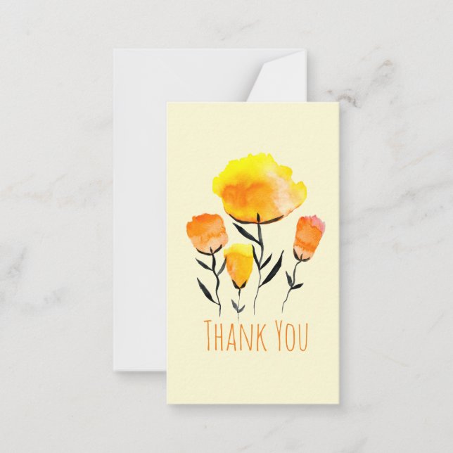 Carte De Correspondance Joyeuses fleurs orange et jaune (Devant)