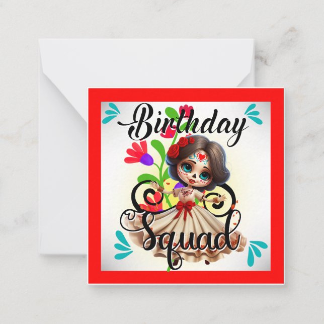 Carte De Correspondance Joyeux Anniversaire Crâne de Sucre Mignon (Devant)